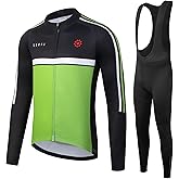 GCRFL Winter Men's Cycling Jersey Sets Thermal Bike Long Sleeve Jersey Bib Pants Fleece Cycling Clothing Sets Windproof