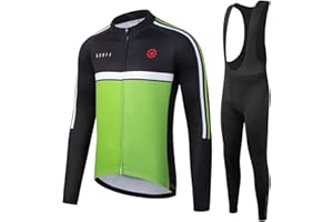 GCRFL Winter Men's Cycling Jersey Sets Thermal Bike Long Sleeve Jersey Bib Pants Fleece Cycling Clothing Sets Windproof