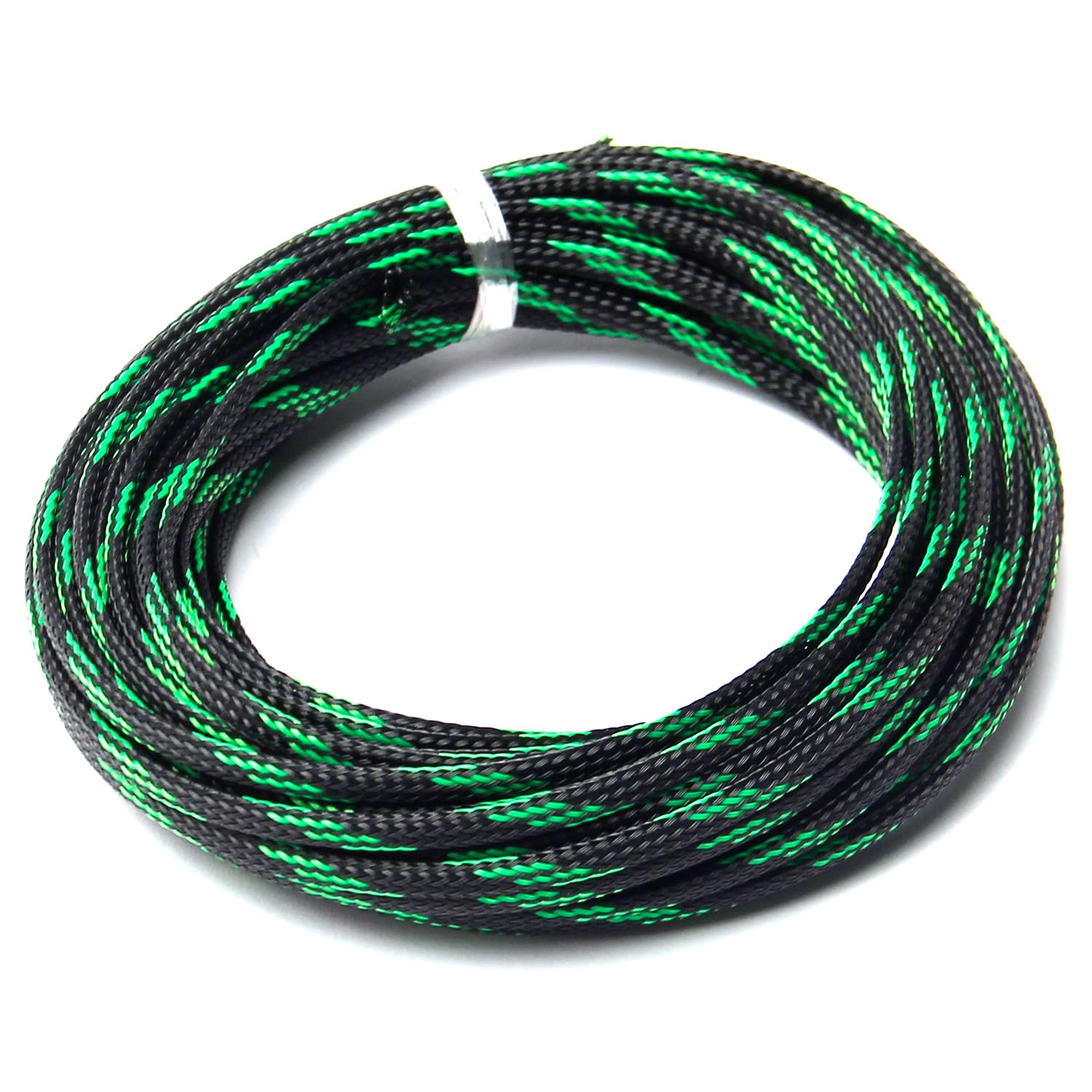 Othmro 10m Cable Tidy Sleeve, Diameter 4mm, Braided Cable Management Protector, Cable Organizers Wire Tidy Tube for Desk TV PC, 1 Pc Black and Green