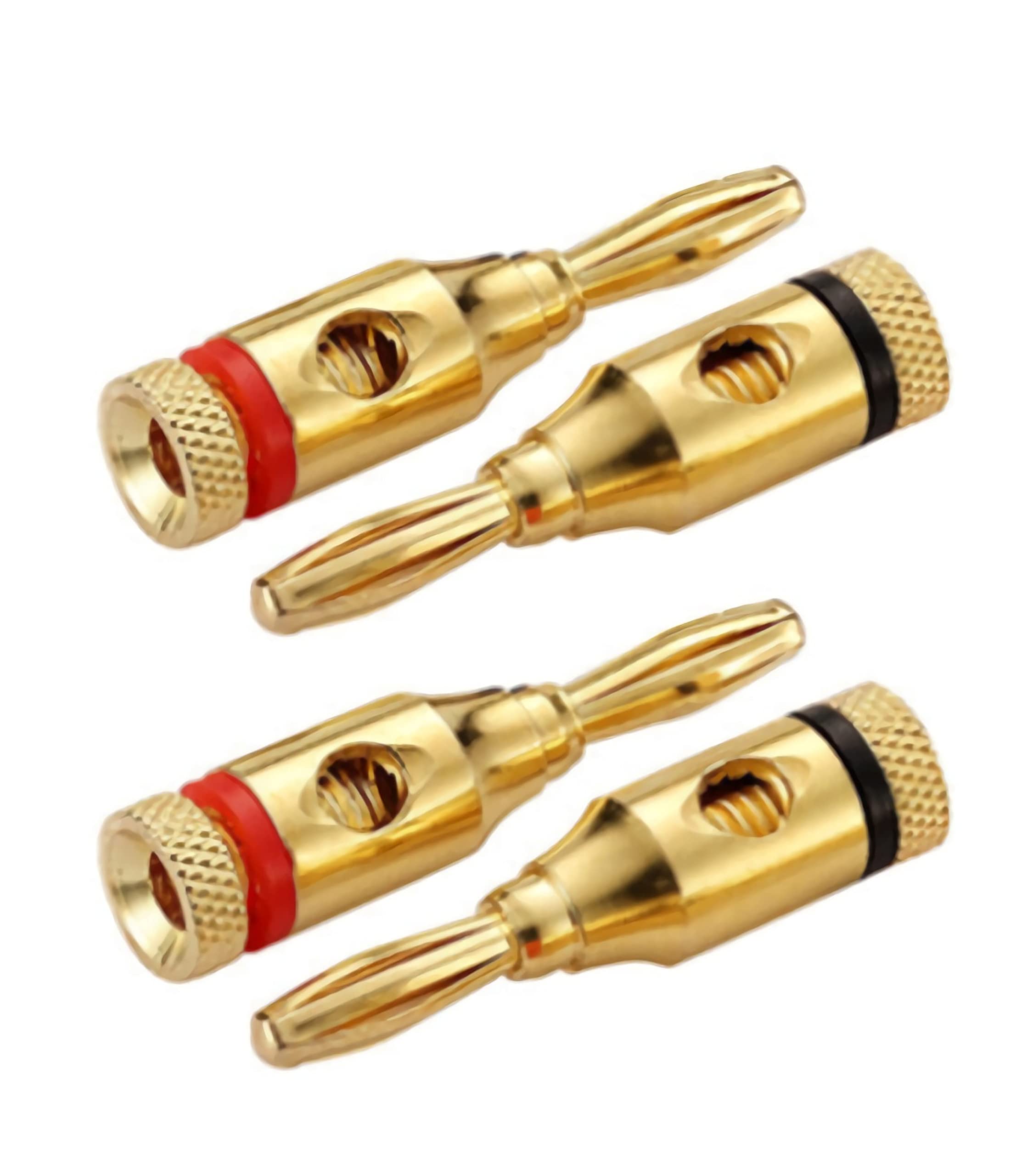 WANGCL 4 Pack Speaker Banana Plugs, Plated Audio Jack Wire Cable Screw Connectors for Musical Audio Speaker Wire Audio/Video Receiver