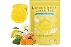 MXCZBSM Kojic Acid Turmeric Cleansing Pads, Face Turmeric & Kojic Acid Pads for Dark Spots, Glow Up Acne Scars, Unclog Pores, Enriched Vitamin C,Gentle & Non-Irritating