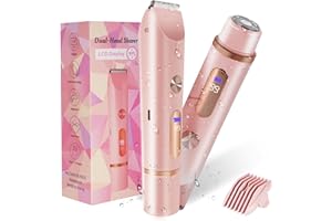 FANKRUAI Bikini Trimmer for Women 2in1 High Power Epilators Hair Removal Waterproof Electric Razors Women's Electric Razor Pubic Hair Trimmer Shaver for Women for Ladies Pubic, Face, Underarms, Legs (Pink)