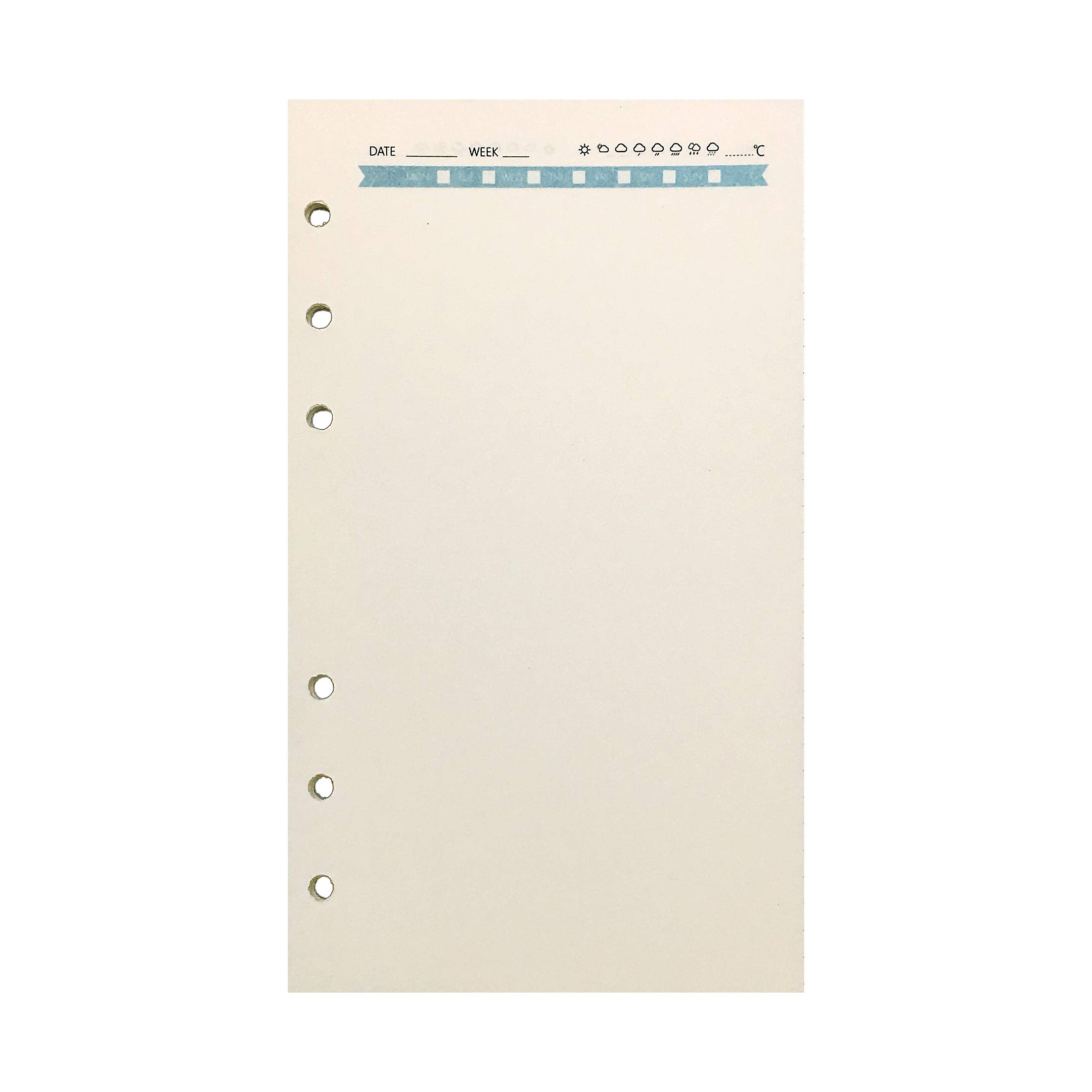 Zelten Refills/Loose Leaves for A6 Cover Ring Binder/Personal Organiser/Planner(A6 6 Holes, Blank Blue)