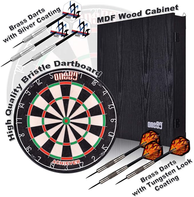 ONE80 Dartboards with Wooden Bristle Sisal Dartboard with