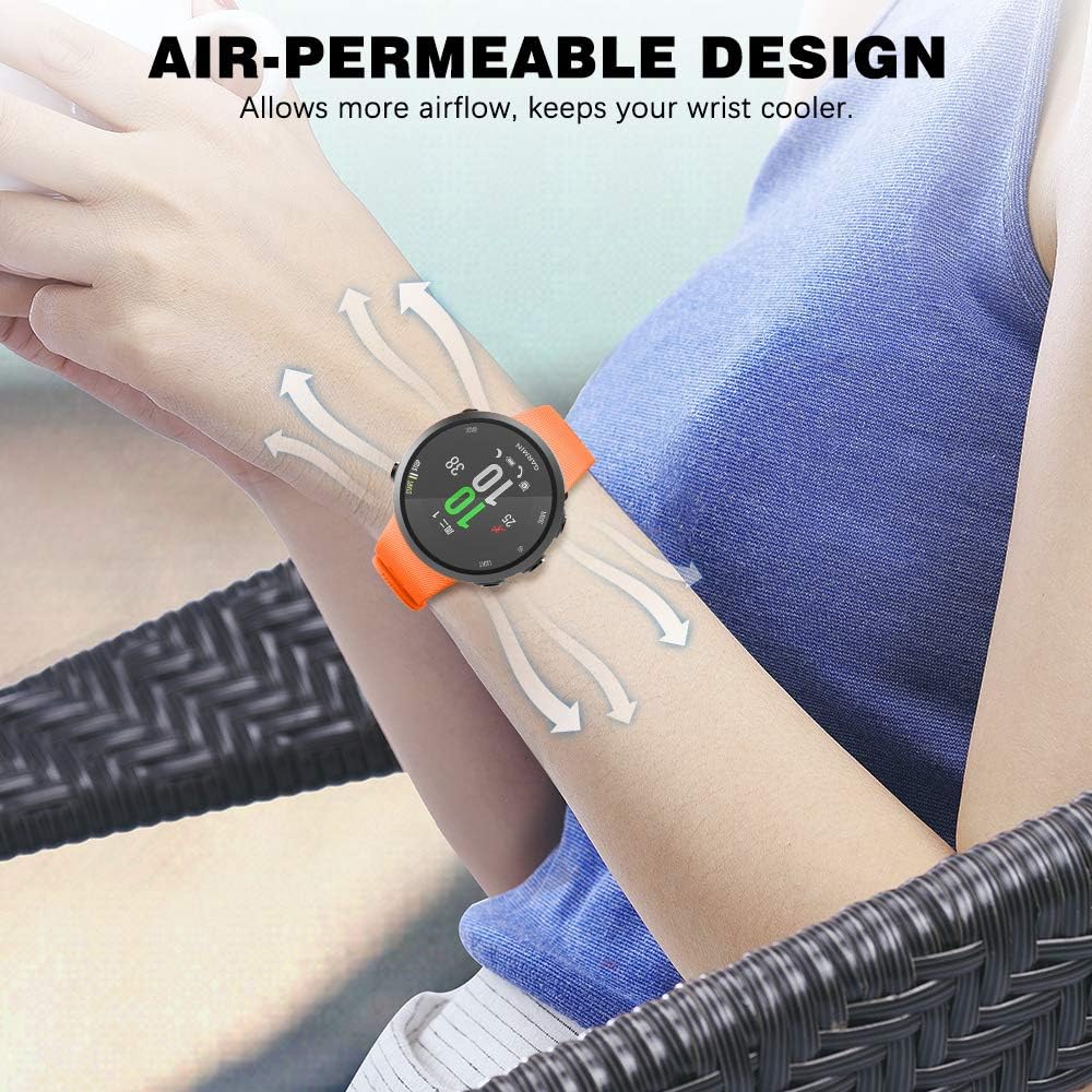 MoKo Strap Compatible with Garmin Forerunner 45/Swim 2, Silicone Replacement Band for Watch Orange, Medium - Image 5