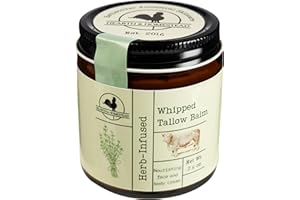 HEARTH AND HOMESTEAD Handmade Whipped Tallow Balm (Herb-Infused/Unscented) - Large Jar - 2.6 oz