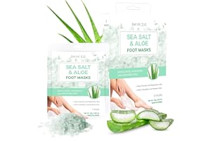 Skin 2.0 Sea Salt & Aloe Foot Masks - Cracked Heel Treatment, Soothing & Hydrating, Exfoliating Foot Mask - Dermatologist Tested Korean Skincare - Clean Beauty, Cruelty-Free, All Skin Types - 3 Pairs
