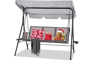 ANTIFIR Outdoor Patio Swing Chair for Adults,Porch Swings with Stand, Adjustable Canopy, Suitable for Backyard, Garden, Yard, Poolside, Balcony(Gray)