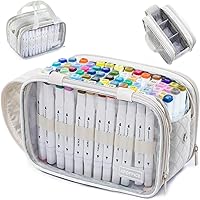 Rexmica Grote opbergtas voor 150-300 markeringen, marker pen organizer case met afneembare scheidingswand voor volwassenen, marker pen reishouder etui voor kleurpotlood, verfpen, andere kunst