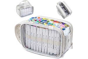 APOFFICE Marker Organizer Case – Holds 72-96Markers | Portable Art Marker Storage Bag with Clear View Panels & Removable Dividers | Marker Holder for Alcohol Markers, Pens, Craft Supplies(Case Only)