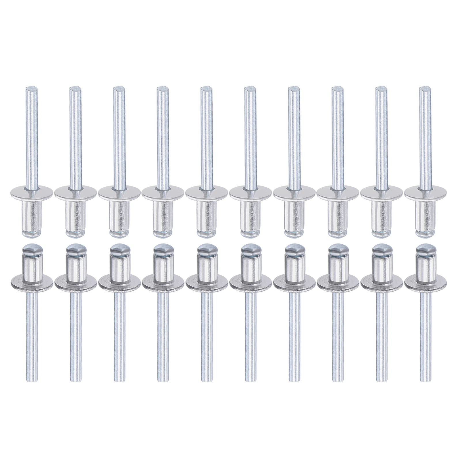 DTGN 6mm x 10mm (DXL) Blind Rivets - 100Pack - Good for Machinery Joining - Aluminum Dome Open End Rivet