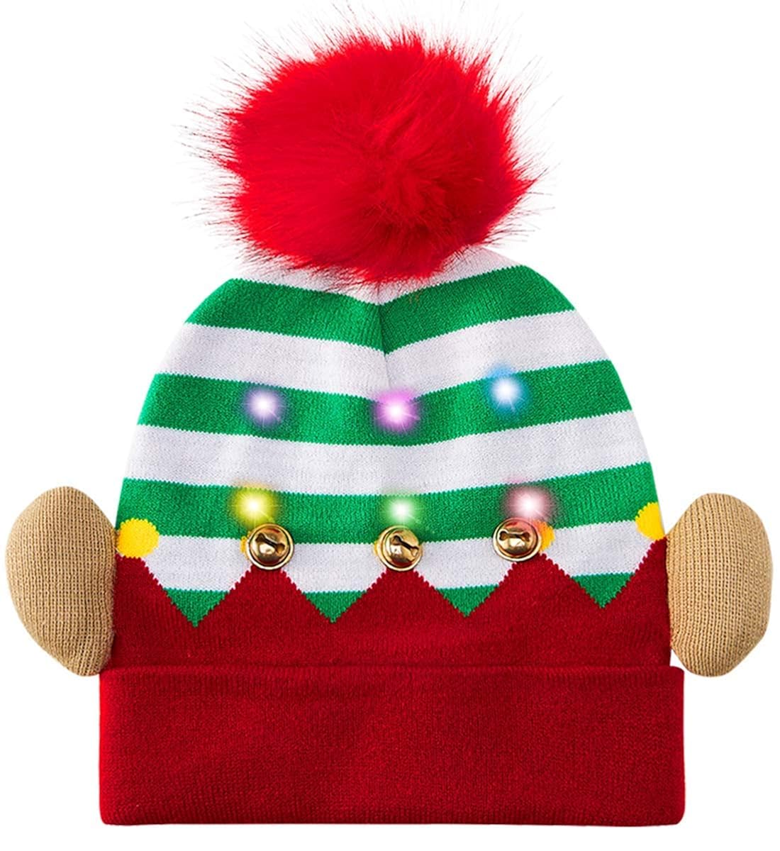 Enlifety Women LED Light Up Hats Ugly Christmas Hats Beanie Xmas