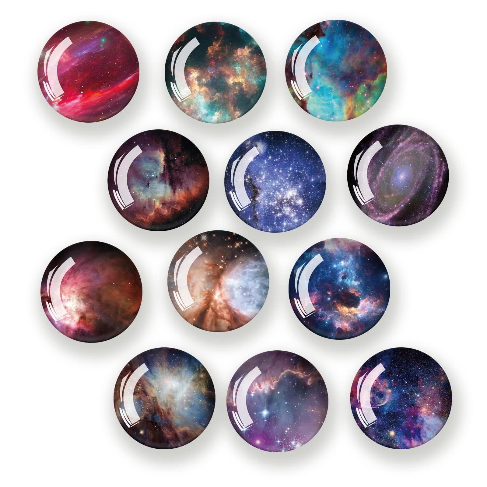 Pack of 12 Star Clear Sky Fridge Magnets, Children's Fridge Magnets, Fridge Magnets, Magnets for Children, Suitable for Whiteboards, Refrigerators, Photos etc. (Round/30 mm)