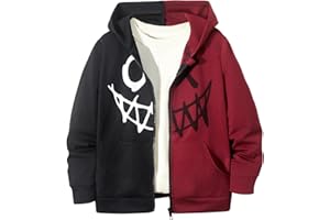 COZYEASE Boys' Casual Letter Graphic Long Sleeve Drop Shoulder Zip Up Hoodie with Pockets