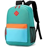 Elementary Backpack for Boys and Girls 5-9 Years Kindergarten Primary Kids Bookbag with Chest Buckle (Lake Green Blue, Large-17inch)