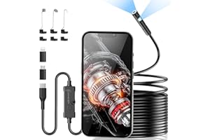 ENNOVOR Endoscope Camera with Light, Dual-Lens 1920P HD Borescope with 8+1 Adjustable LED Lights, 16.4ft Semi-Rigid Snake Camera, IP67 Waterproof 7.9mm Inspection Tools for iOS and Android
