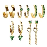 5 Pairs 14K Gold-Plated Huggies Hoop Earrings Set