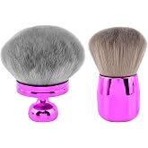 2 pcs Extra Large Body Makeup Brush for Self Tanner and Face Leg Makeup, 2.3in + 3.3in Wide Headed Blend Blur Back Sunscreen Applicator Kabuki Brush Soft Fluffy Powder Brushes(COLOR:Purple)