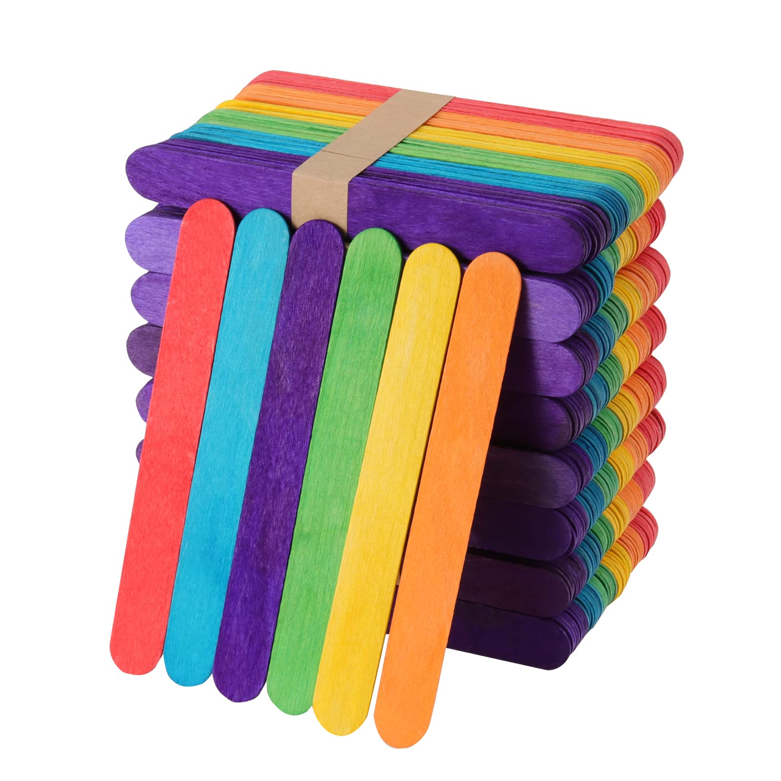 ZEONHAK 1000 PCS 6 Inch Coloured Jumbo Lollipop Sticks, Birch Wood Craft Sticks for DIY Model Making Craft Homemade Design