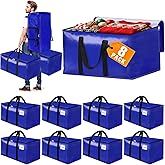 FabSpace 8-Pack Moving Bags with Backpack Straps & Carry Handles, 25 Gallons-93 L Heavy Duty Storage Totes for Space Saving, Foldable Storage Bags for College Dorm, Travel, Camping (Blue)