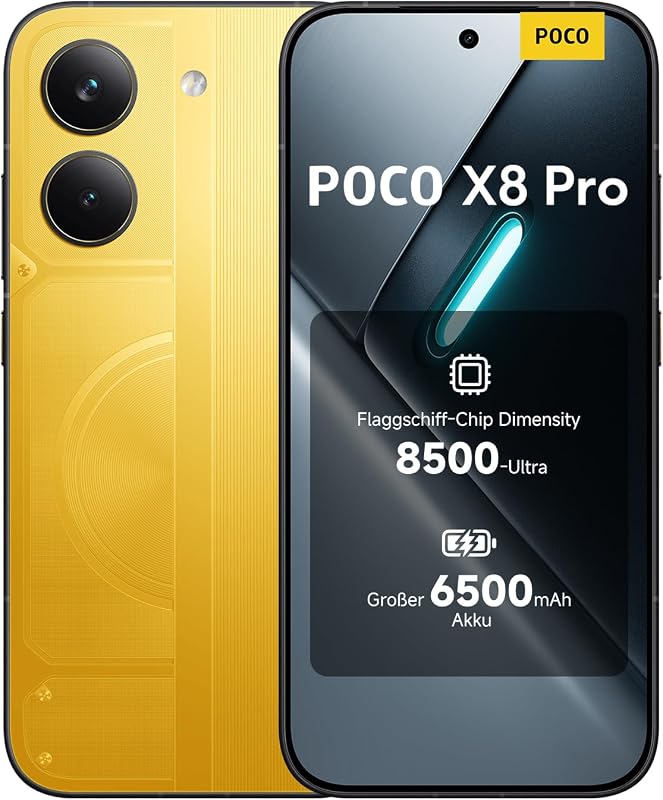 Poco X8 Pro Smartphone 12+512GB, 6500mAh Akku, 50MP Kamera, Gelb