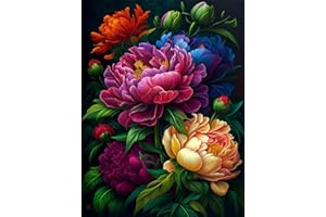 mrpwnle Flower Diamond Painting Kits for Adults- 5D Full Drill Diamond Art Flowers Kits for Adults,Gem Art Kits for Adults for Gift Home Wall Decor Gifts(12x16inch)