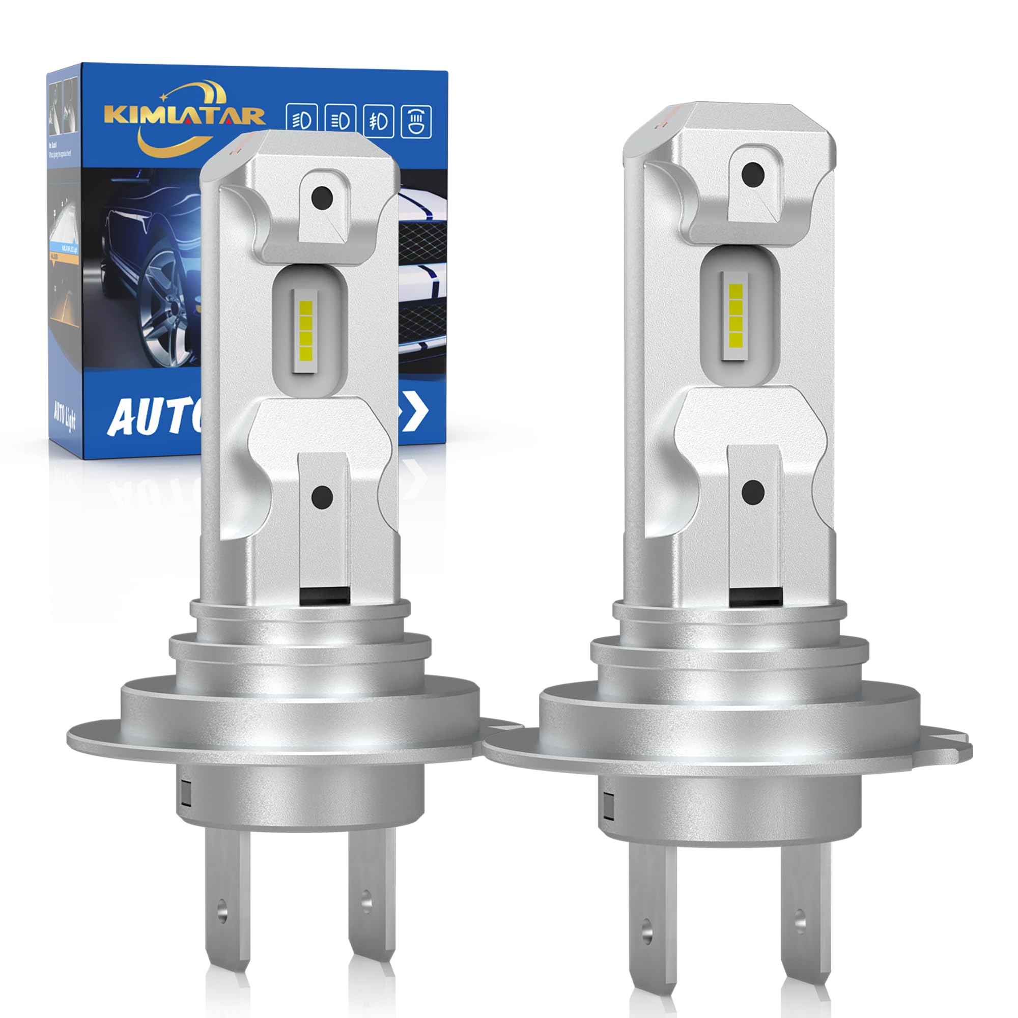 Photo 1 of KIMLATAR H7 LED Bulb Super Bright 1:1 Halogen Mini Size H7/H18 LED Bulbs Fog Lights Pack of 2