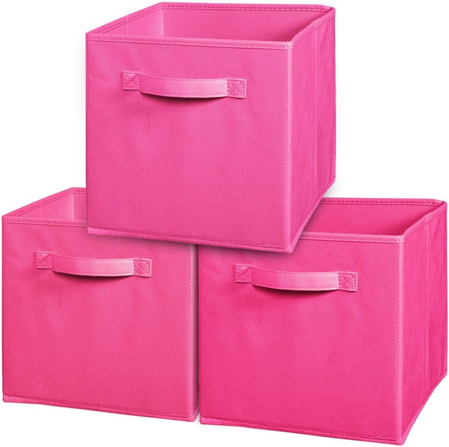 Kids Storage Toy Box Childrens Storage Units for Kid’s Room Nursery Playroom Rose,Pack of 3