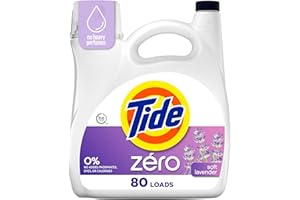 Tide Zero Liquid Laundry Detergent, Soft Lavender Scent, 80 Loads, CleanScent Technology, 3.1 L