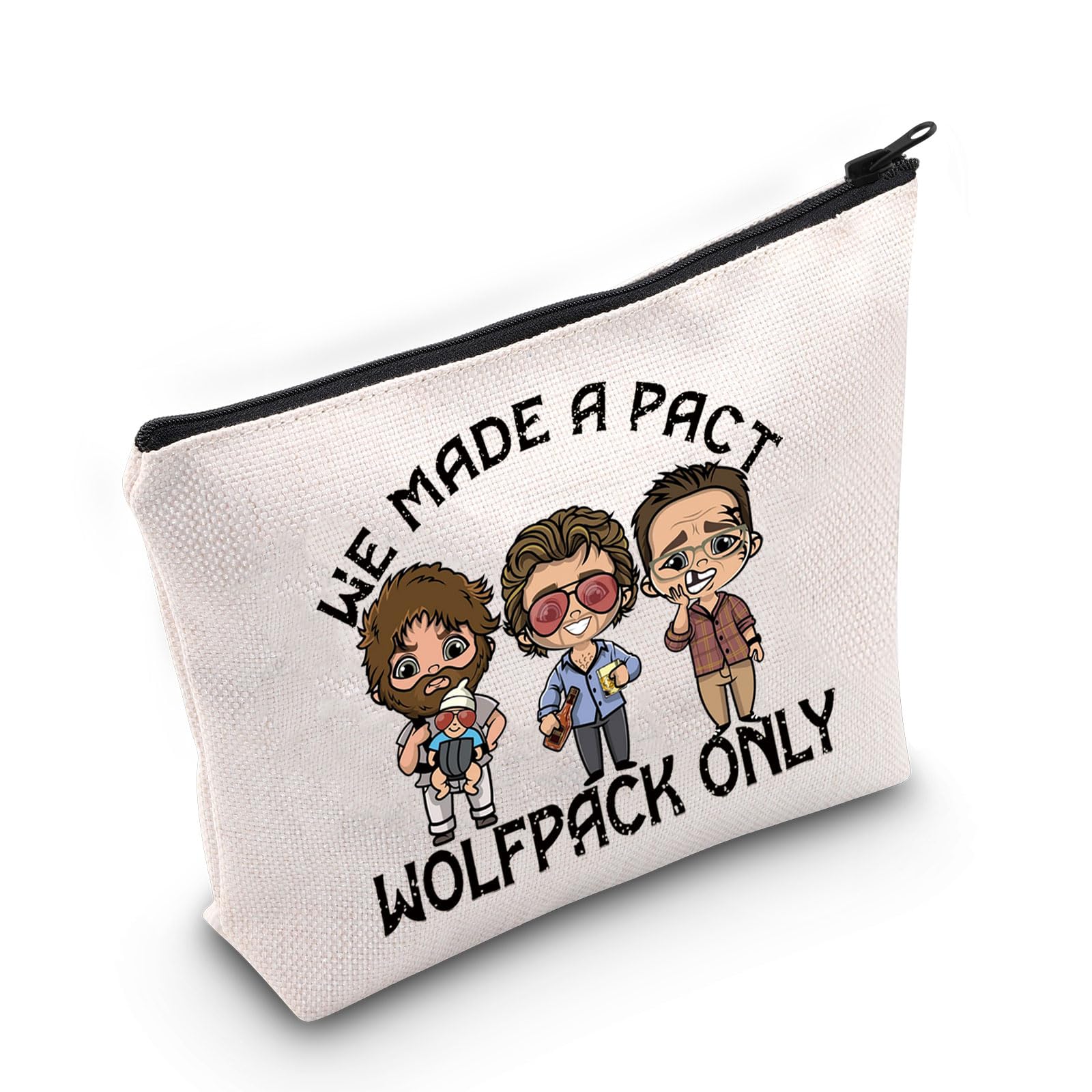 LEVLO Wolfpack Only Hangover Cosmetic Bag, Unisex-Adult, Canvas, Durable & Easy to Clean, Cartoon Pattern, 14.56 x 6.69 x 0.3 inches, Travel, Cosmetic Case
