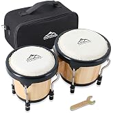 EastRock Bongo Drum 4&rdquo; and 5&rdquo; Set for Adults Beginners Professionals Tunable Wood and Metal Drum Percussion Instruments With Tuning Wrench