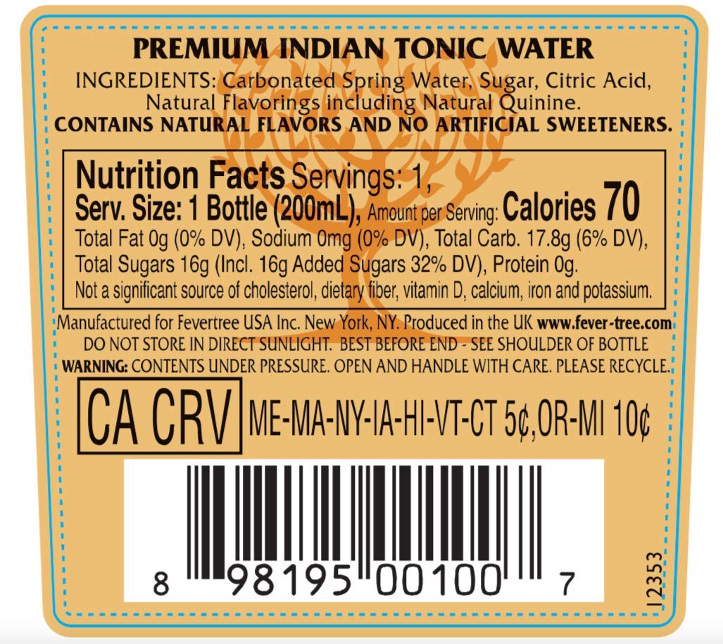 FeverTree Premium Indian Tonic Water, No Artificial Sweeteners