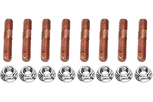 Hosioe 8 Pcs M8 1.25 Threaded Turbo Studs Kit Unique Design Intake Manifold Screw/Fastener Nut Hardware, for Automotive Profe