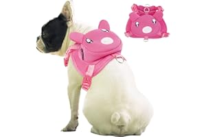 IDOMIK Dog Backpack Harness, No-Pull Dog Backpack with D-Ring for Small Medium Dogs, Cute Self Carrier Backpack for Dogs to Wear, Adjustable Dog Harness Backpack for Traveling Camping Hiking,Pig,M