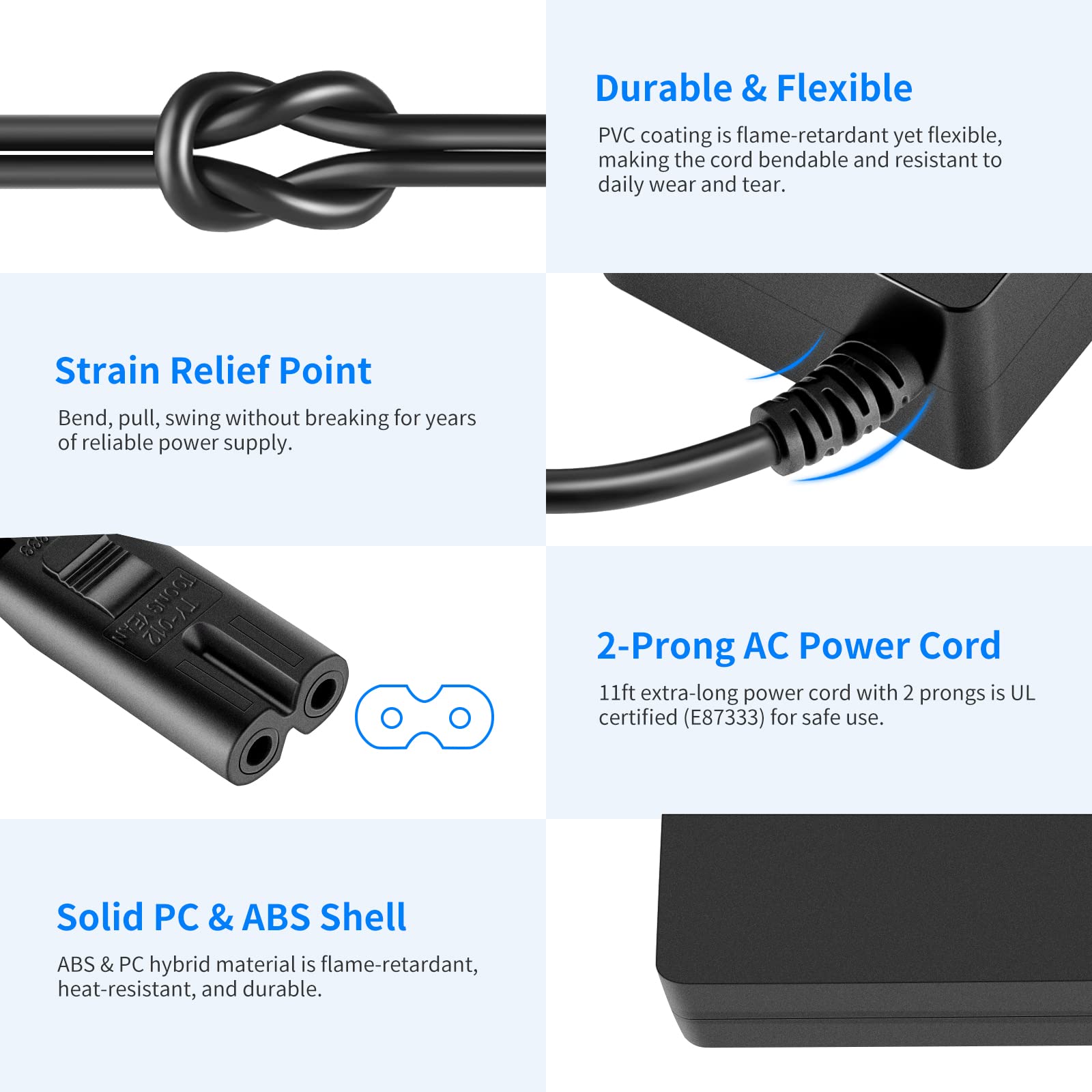 Neewer AC 100-240V to DC 12V 5A 60W Power Supply Adapter with 6.5 feet/2 Meters Power Cable Compatible with 660 960 LED Video Light and Max. 12V 5A 60W Ring Light, UL Listed (US Plug)