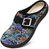 JOINFREE Womens Slippers Wide Slip on Mules Adjustable Diabetic Slipper Warm Memory Foam House Slippers for Edema Swollen Bunions Indoor & Outdoor