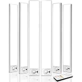 AMETHEUS 6Pack 16inch Under Cabinet Lighting, Rechargeable Motion Sensor Light Wireless Indoor, Dimmable 3 Color Temps Closet Lights with Remote, Under Counter LED Lights for Kitchen, Stairs