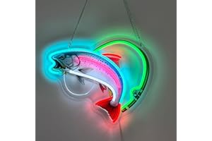 Fishing Neon Sign Gone Fishing Light Up Signs Lighted Fish Neon Signs for Bedroom Dorm Garage Man Cave Bar Theater Game Livin