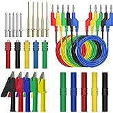 Young Dance 30 Pcs Banana Plug Silicone Test Leads Kit, 4mm Stackable Banana Plug with Threading Probe, Alligator Clips, Probe Holder, Connection Hose ,Automotive Test Leads for Multimeter