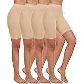 Okimay 4 Pack Slip Shorts for Under Dress Women Seamless Boyshorts Panties Anti Chafing Shorts