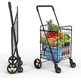 Our Modern Space Shopping Cart &amp; 360&deg; Swivel Wheels | Foldable Collapsible &amp; Lightweight | Perfect for Groceries Laundry Utility Cart - Black