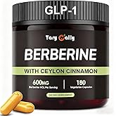Tary Nally Liposomal Berberine GLP-1 Supplement - 180 Capsules,Organic Berberine with Ceylon Cinnamon & Citrus Bergamot Supplement,Metabolism & Blood Sugar Support for Women and Men,3-Month Supply