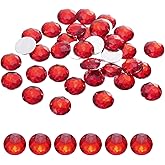 MECCANIXITY Flat Back Round Acrylic Rhinestones,20mm Red Flatback Crystal Rhinestones for Crafts Clothes Shoes DIY Decoration Gifts 50Pcs