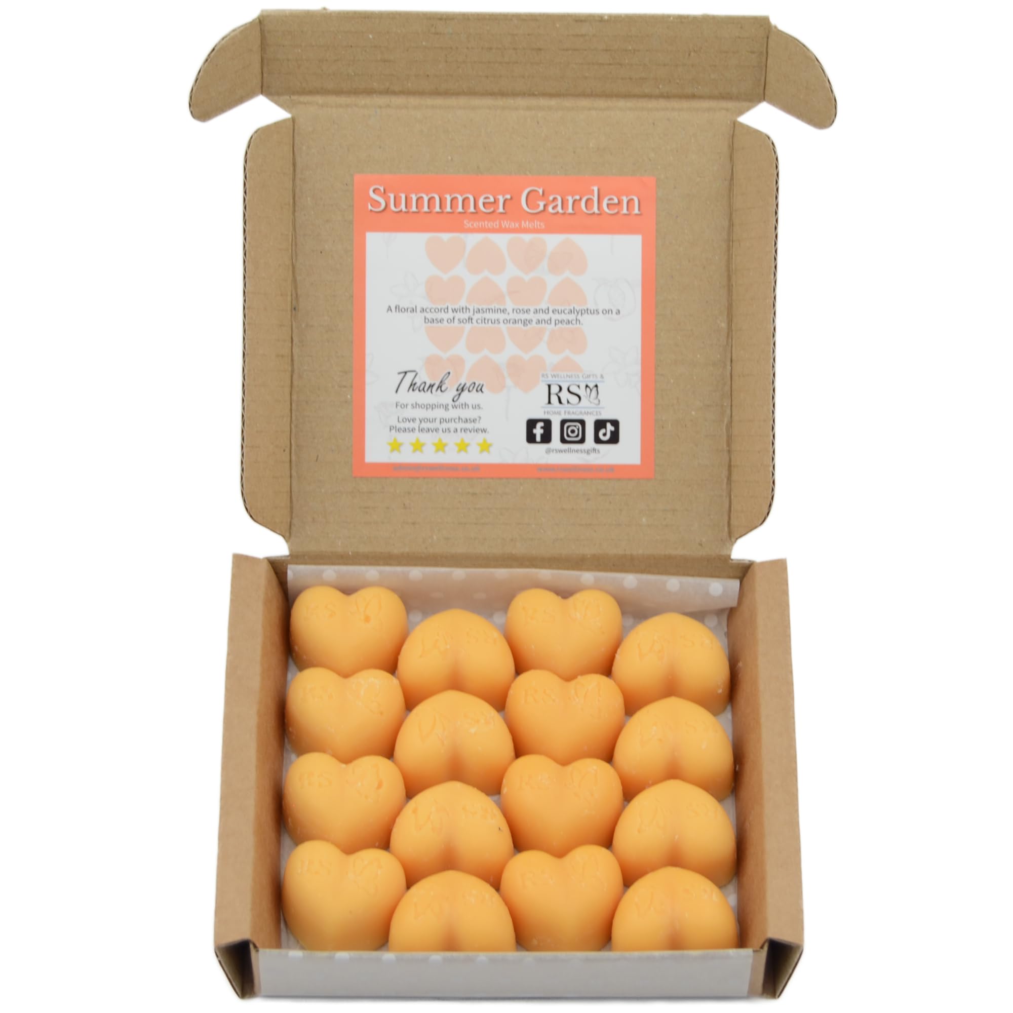 RS Wellness Summer Garden Highly Scented Wax Melts - 16 Wax Melts Gift Set - Handmade Home Fragrance - Vegan & Pet Friendly - Luxury Candle Alternative - Highly Scented Candle Gifts For Women