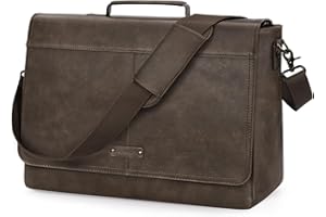 RAINSMORE Sac à bandoulière vintage pour homme en cuir PU pour ordinateur portable 15,6 pouces imperméable sacoche rétro saco