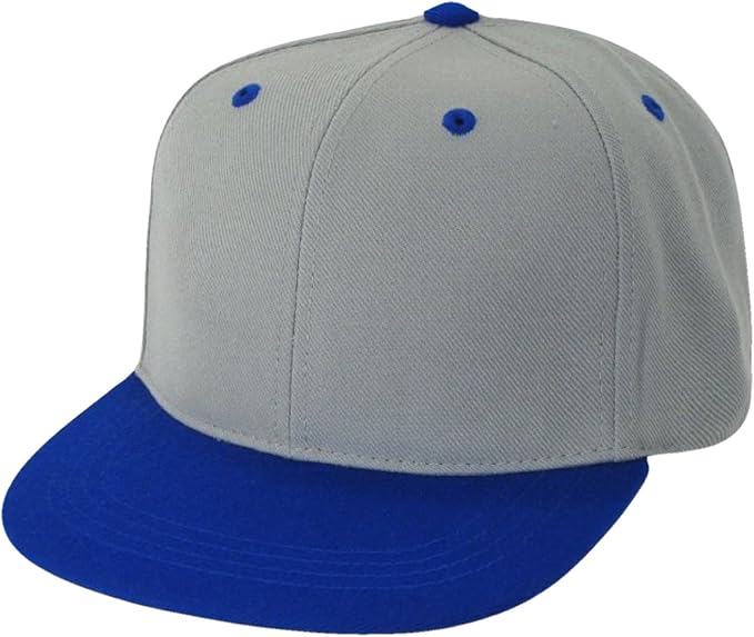 DECKY Two Tone Retro Flat Bill Snapback Baseball Cap (One Size, Grey
