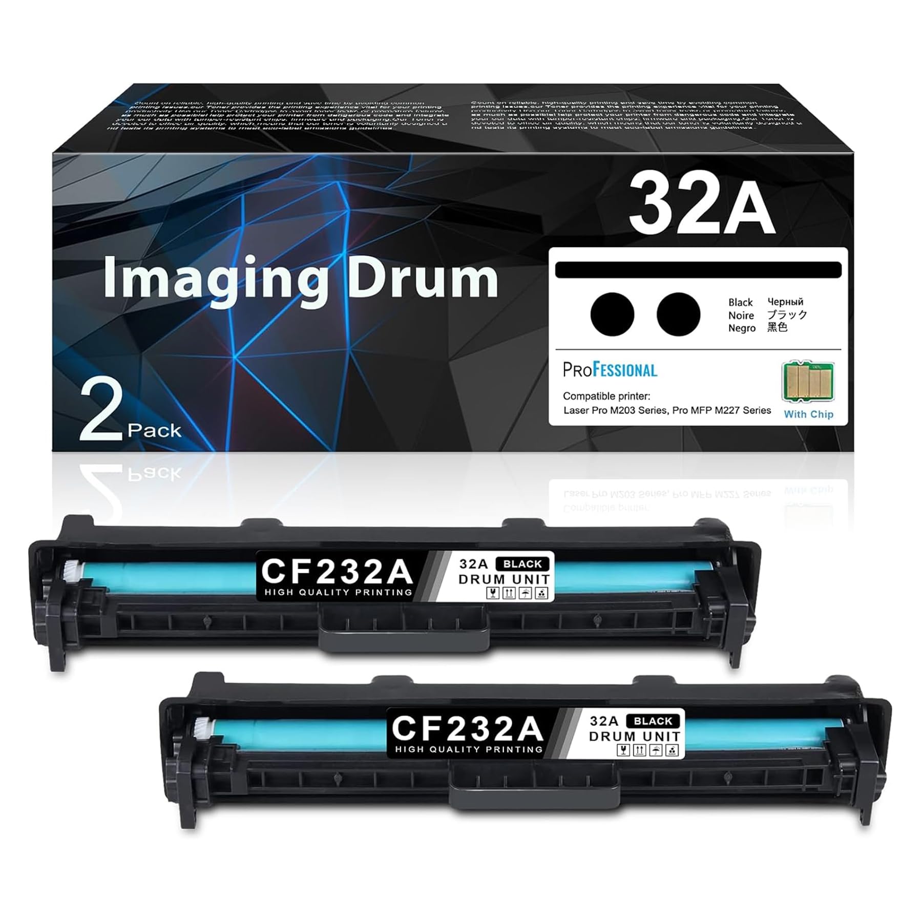 Photo 1 of 32A Imaging Drum Black Extra High-Yield 2-Pack | 32A CF232A Imaging Drum Replacement for HP 32A Drum Unit CF232A Compatible with Laser Pro M203dn M203dw MFP M227fdn M227sdn M227fdw Printer | CF232A