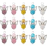 Cheriswelry Angel Fairy Charms 20pcs Glass Rhinestone Earring Pendants Crystal Bracelet Charms Hang Ornament 28mm for DIY Craft Keychain Necklace Jewelry Making