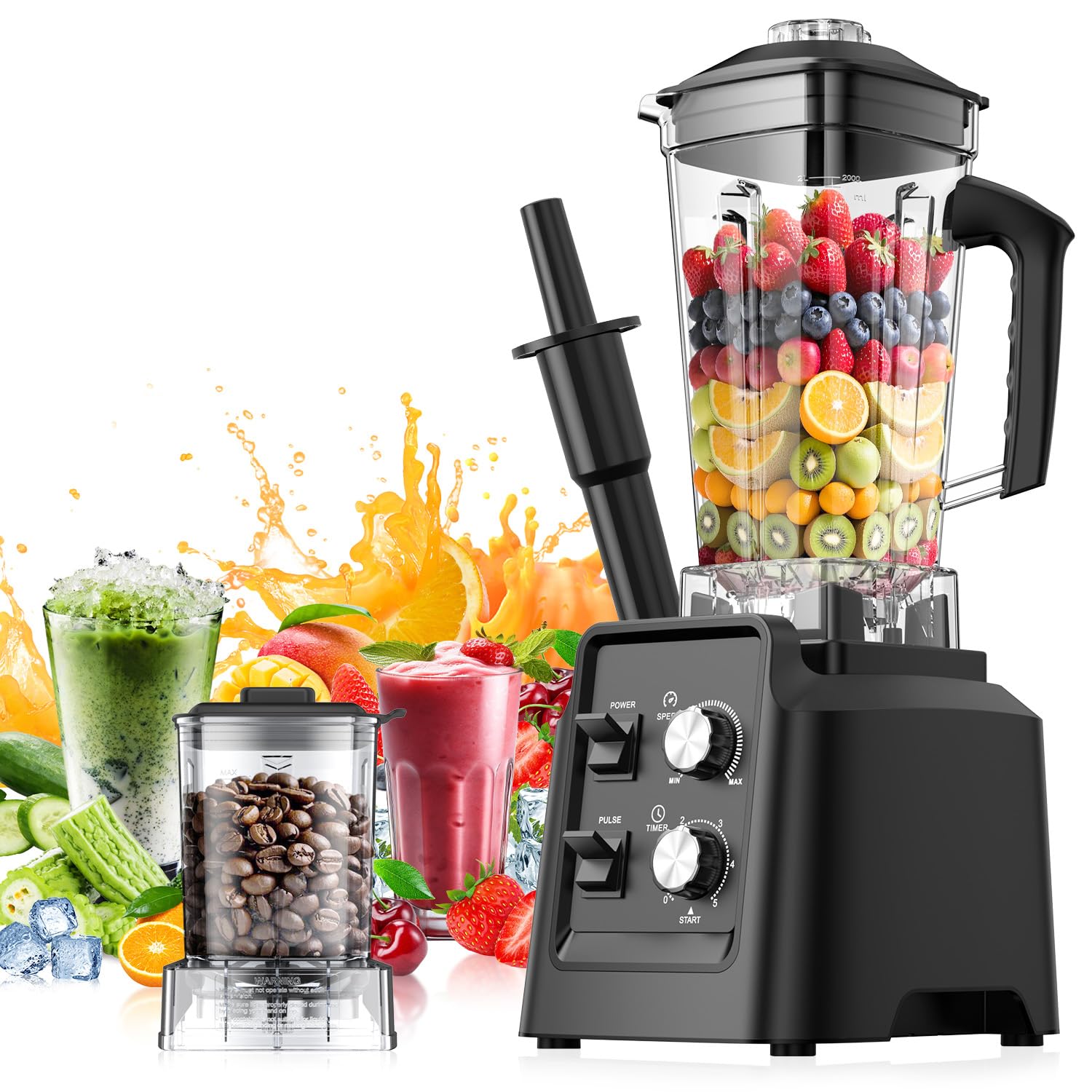 Photo 1 of Blender, 68Oz. Countertop Blenders with 20Oz. Grinder, 28000 RPM Kitchen Blender for Smoothies, Ice Crushing, Frozen Fruits, Self-Cleaning, Speed Adjustable. Black