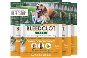 BleedClot Pet First Aid Blood Clotting Powder | The Best for All Animals to Stop Bleeding, Guaranteed | for Minor Cuts and Severe Arterial Bleeding | from The Makers of BleedStop (4 Pouches (0.5 oz))